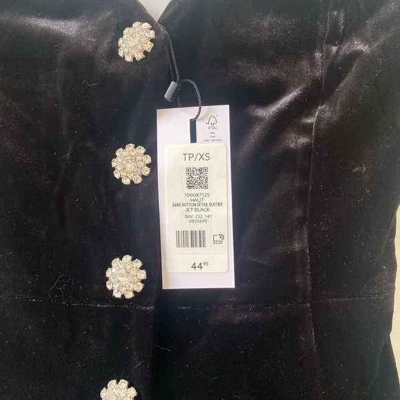 Dynamite velvet bustier-size XS rhinestone buttons - Picture 5 of 5